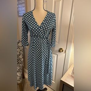 Leota Maternity Dress -Blue, Turquoise & White  Size Small